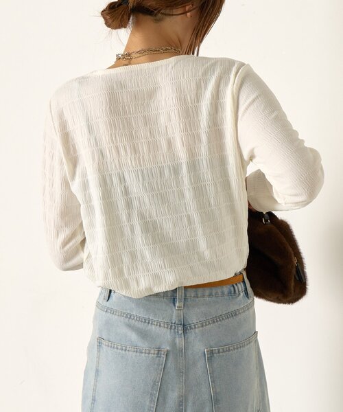 Jena espace merveilleux（ジェナ　エスパスメルヴェイユ）の「ストレッチジャガードカットソー（Tシャツ/カットソー・レディース・ブラック/オフホワイト・FREE）」の13枚目の写真