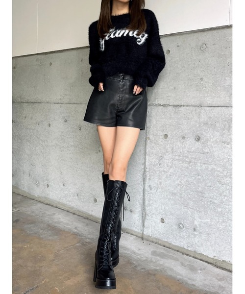 EGOIST（エゴイスト）の「ロゴシャギーニットトップス（ニット/セーター・レディース・ブラック/ホワイト/ベージュ・FREE）」の22枚目の写真