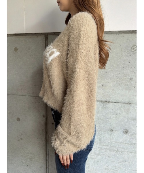 EGOIST（エゴイスト）の「ロゴシャギーニットトップス（ニット/セーター・レディース・ブラック/ホワイト/ベージュ・FREE）」の6枚目の写真