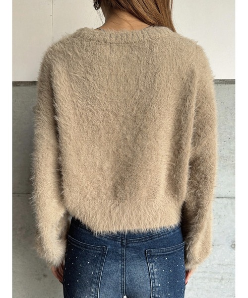 EGOIST（エゴイスト）の「ロゴシャギーニットトップス（ニット/セーター・レディース・ブラック/ホワイト/ベージュ・FREE）」の7枚目の写真