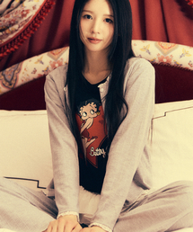 CNVS（ベティ ブープ）の「[SET] ベティブープ レーストリミング パジャマセット_グレー（ルームウェア/パジャマ）」