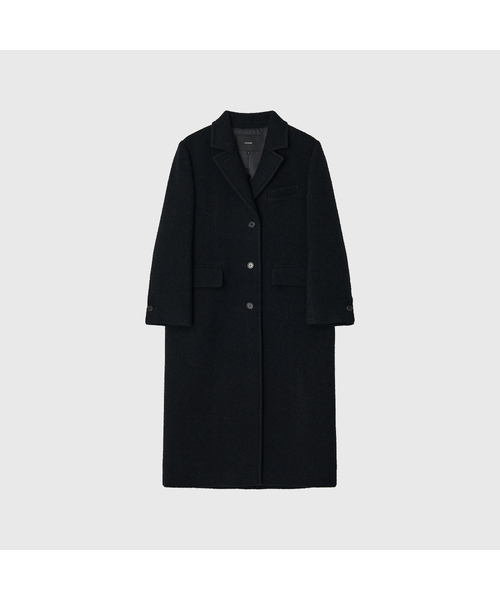 LOOKAST(ルックキャスト)の「ソイブークレウールシングルコート_ブラック / SOY BOUCLE WOOL SINGLE COAT_BLACK(チェスターコート・レディース・ブラック・SMALL/MEDIUM)」の1枚目の写真