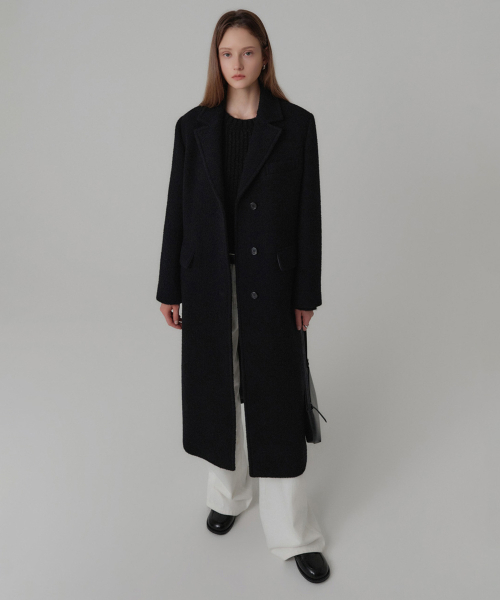 LOOKAST(ルックキャスト)の「ソイブークレウールシングルコート_ブラック / SOY BOUCLE WOOL SINGLE COAT_BLACK(チェスターコート・レディース・ブラック・SMALL/MEDIUM)」の2枚目の写真