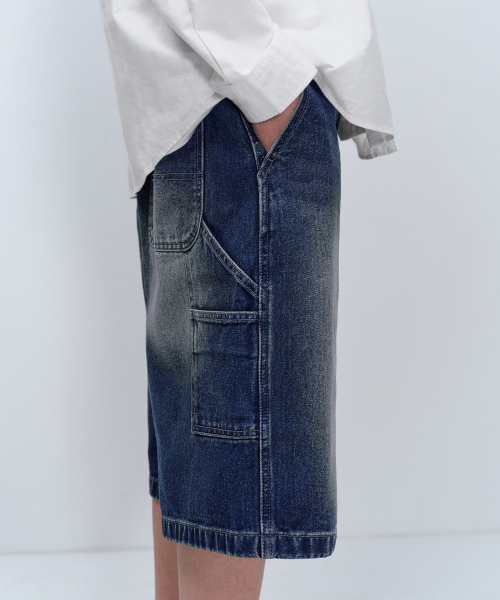 MUSINSA STANDARD（ムシンサスタンダード）の「ビッグブラシカーペンターバミューダデニムパンツ[ミディアムインディゴ]（デニムパンツ・メンズ・その他・40/38/36/34/28/29/32/30/31/33/26/27/42）」の6枚目の写真