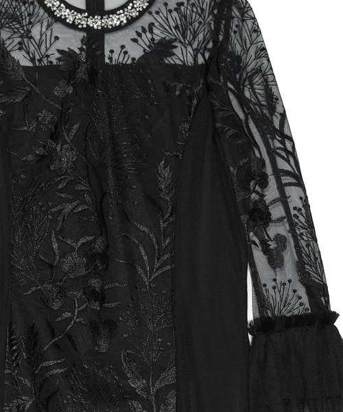 セール】【LEJA】フラワーレースジュエルカラーIラインワンピース