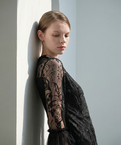 セール】【LEJA】フラワーレースジュエルカラーIラインワンピース