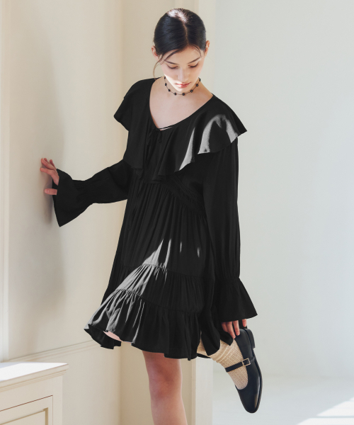 ZEROSTREET（ゼロストリート）の「[2カラー] セピアフリルワンピース（ワンピース・レディース・ブラウン/ブラック・SMALL/MEDIUM）」の5枚目の写真