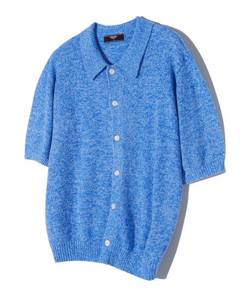 TRILLION(トリリオン)の「ウォッシャブルブックルカラー 半袖ニット(MELANGE BLUE)(Tシャツ/カットソー・レディース・その他・MEDIUM/LARGE/X-LARGE)」の1枚目の写真
