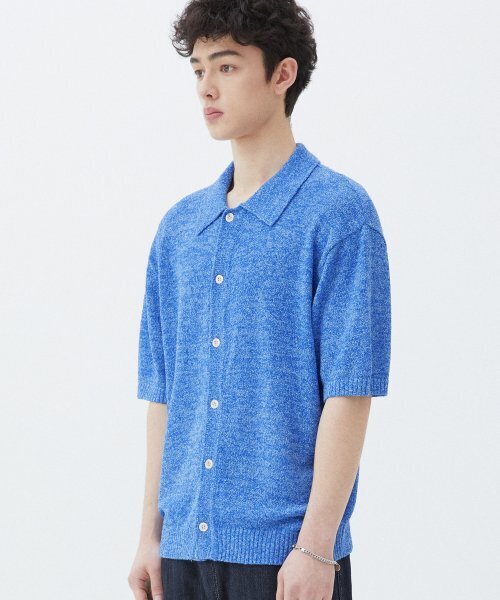 TRILLION(トリリオン)の「ウォッシャブルブックルカラー 半袖ニット(MELANGE BLUE)(Tシャツ/カットソー・レディース・その他・MEDIUM/LARGE/X-LARGE)」の3枚目の写真