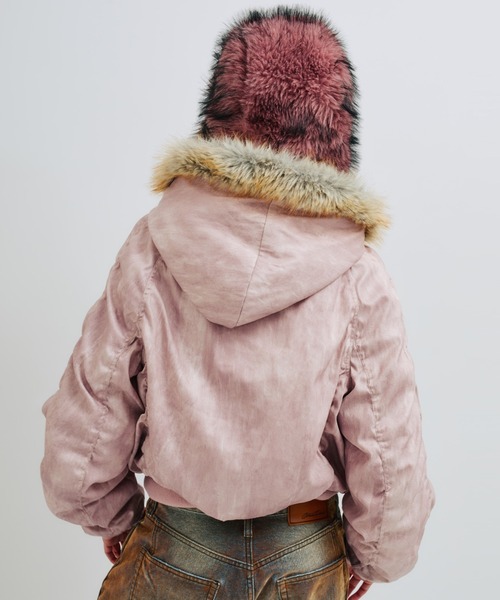atmos pink（アトモスピンク）の「atmos pink Faux Fur Hooded Jacket / アトモス ピンク フォー ファー フーデッド ジャケット（その他アウター・レディース・ブラック/ベージュ/ピンク・FREE）」の9枚目の写真