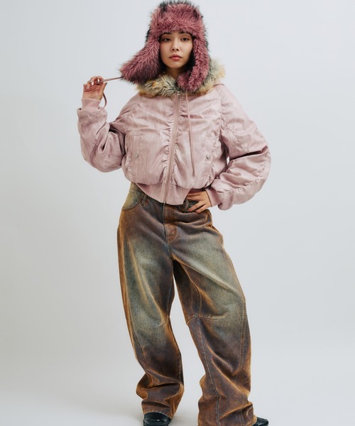 atmos pink（アトモスピンク）の「atmos pink Faux Fur Hooded Jacket / アトモス ピンク フォー ファー フーデッド ジャケット（その他アウター・レディース・ブラック/ベージュ/ピンク・FREE）」の11枚目の写真