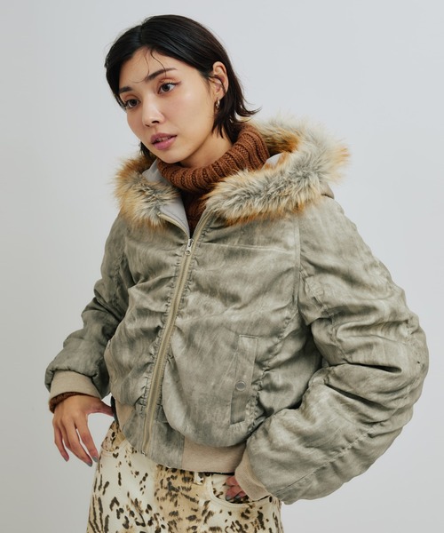 atmos pink（アトモスピンク）の「atmos pink Faux Fur Hooded Jacket / アトモス ピンク フォー ファー フーデッド ジャケット（その他アウター・レディース・ブラック/ベージュ/ピンク・FREE）」の12枚目の写真