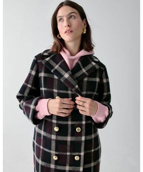 kate spade new york（ケイトスペード ニューヨーク）の「プラッド ダブル ブレステッド コート（ダウンジャケット/コート・レディース・ブラック・MEDIUM/SMALL/X-SMALL）」の3枚目の写真