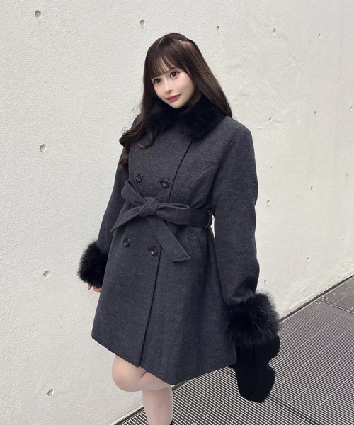 ボウタイウールコート（ムートンコート）｜one way（ワンウェイ）の