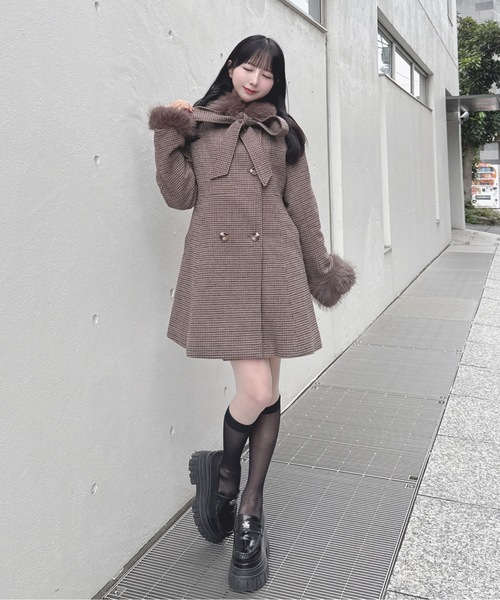 ボウタイウールコート（ムートンコート）｜one way（ワンウェイ）の