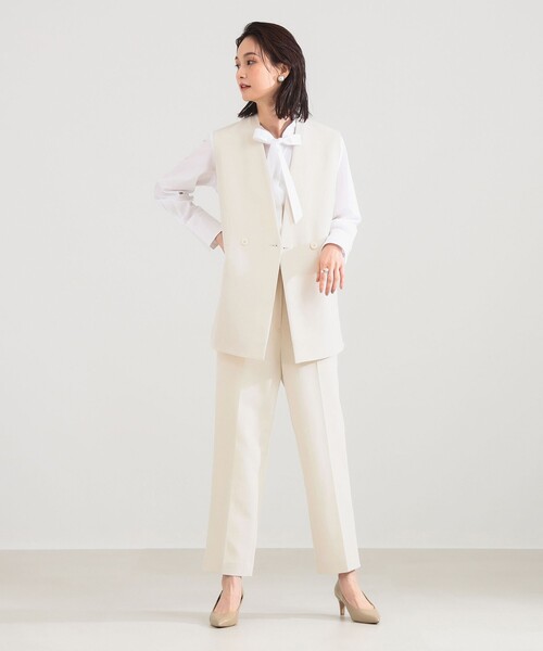 Demi-Luxe BEAMS（デミルクス ビームス）の「【オフィスカジュアル・セレモニー】ストレート クリース パンツ（その他パンツ・レディース・ネイビー/アイボリー・36/38）」の18枚目の写真