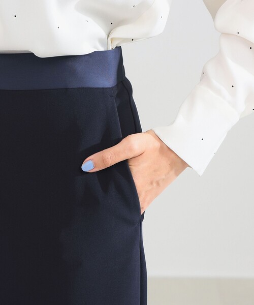 Demi-Luxe BEAMS（デミルクス ビームス）の「【オフィスカジュアル・セレモニー】ストレート クリース パンツ（その他パンツ・レディース・ネイビー/アイボリー・36/38）」の3枚目の写真