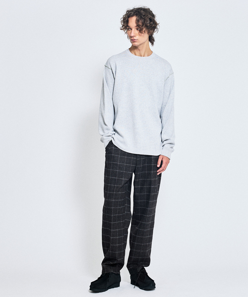 ABAHOUSE(アバハウス)の「【セットアップ対応】ウールライク チェック ボリュームタック ワイドスラックス(その他パンツ・メンズ・グレー系その他・46/48)」の11枚目の写真
