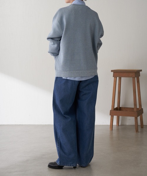 COLLAGE GALLARDAGALANTE（コラージュガリャルダガランテ）の「ツヤボタンカーディガン/WEB限定カラー展開（カーディガン/ボレロ・レディース・ネイビー/オレンジ/サックスブルー・FREE）」の18枚目の写真