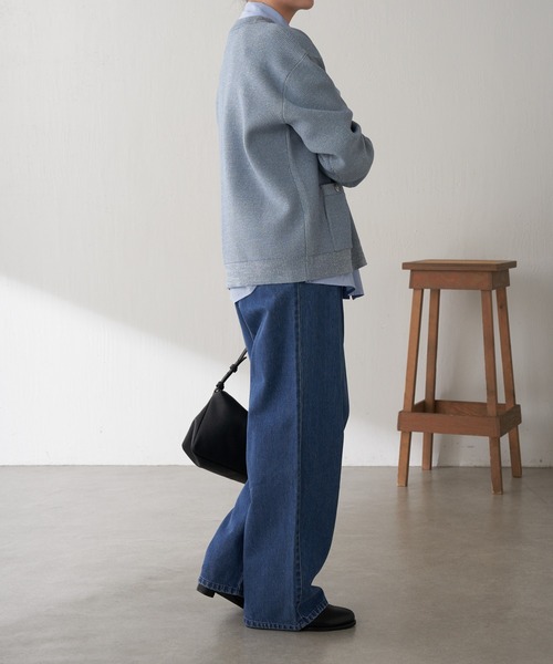 COLLAGE GALLARDAGALANTE（コラージュガリャルダガランテ）の「ツヤボタンカーディガン/WEB限定カラー展開（カーディガン/ボレロ・レディース・ネイビー/オレンジ/サックスブルー・FREE）」の19枚目の写真