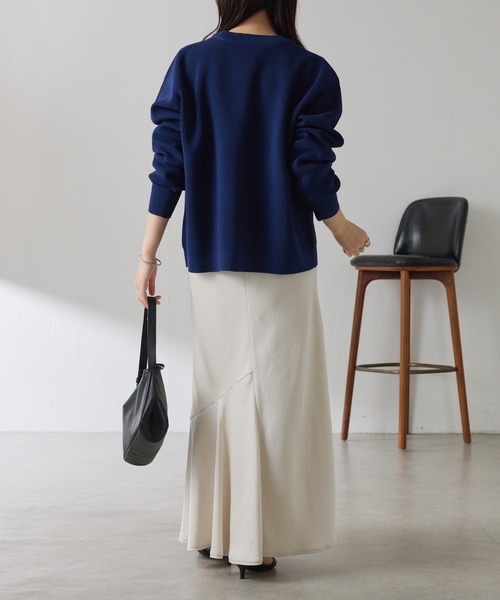 COLLAGE GALLARDAGALANTE（コラージュガリャルダガランテ）の「ツヤボタンカーディガン/WEB限定カラー展開（カーディガン/ボレロ・レディース・ネイビー/オレンジ/サックスブルー・FREE）」の10枚目の写真