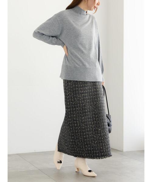Te chichi（テチチ）の「ツィードロングナロースカート《2025winter catalog item》（スカート・レディース・チャコールグレー/ブラウン・F）」の5枚目の写真