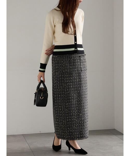 Te chichi（テチチ）の「ツィードロングナロースカート《2025winter catalog item》（スカート・レディース・チャコールグレー/ブラウン・F）」の7枚目の写真