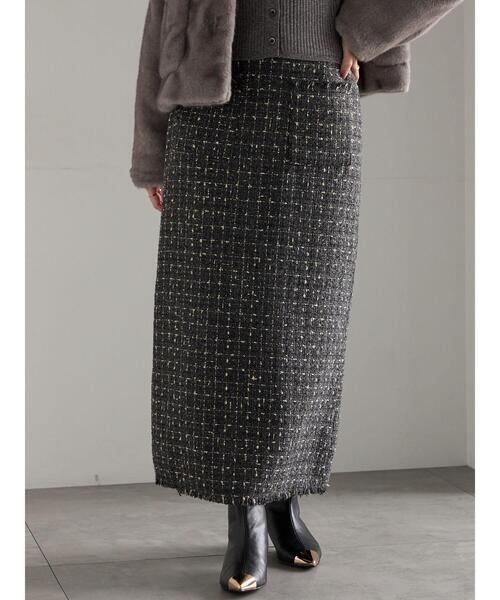 Te chichi（テチチ）の「ツィードロングナロースカート《2025winter catalog item》（スカート・レディース・チャコールグレー/ブラウン・F）」の12枚目の写真
