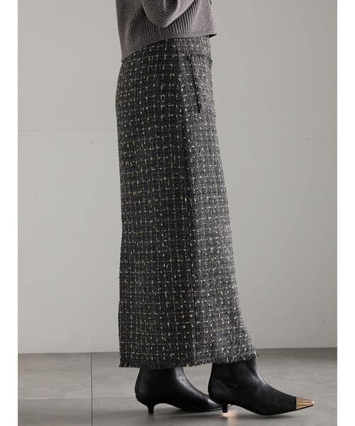 Te chichi（テチチ）の「ツィードロングナロースカート《2025winter catalog item》（スカート・レディース・チャコールグレー/ブラウン・F）」の15枚目の写真