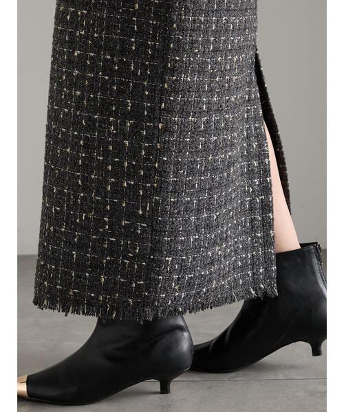 Te chichi（テチチ）の「ツィードロングナロースカート《2025winter catalog item》（スカート・レディース・チャコールグレー/ブラウン・F）」の18枚目の写真