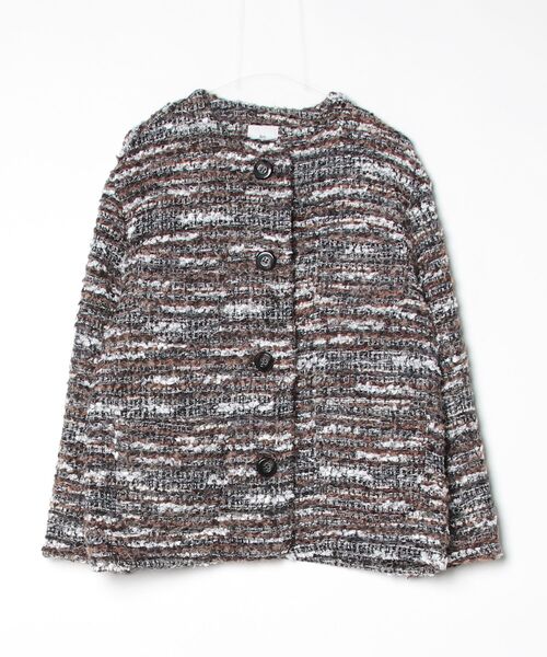 ファンシーツイード ノーカラージャケット（ノーカラージャケット