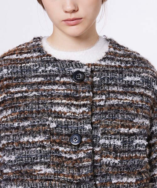 ファンシーツイード ノーカラージャケット（ノーカラージャケット
