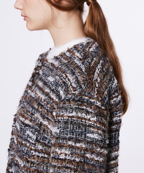 ファンシーツイード ノーカラージャケット（ノーカラージャケット