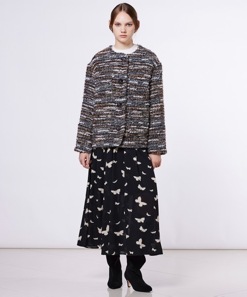 ファンシーツイード ノーカラージャケット（ノーカラージャケット