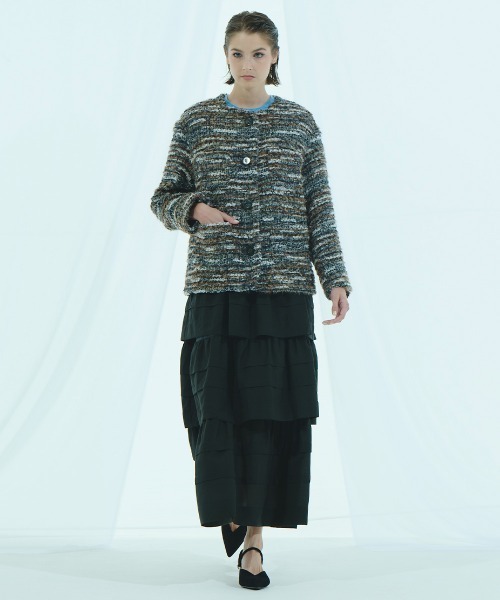 ファンシーツイード ノーカラージャケット（ノーカラージャケット