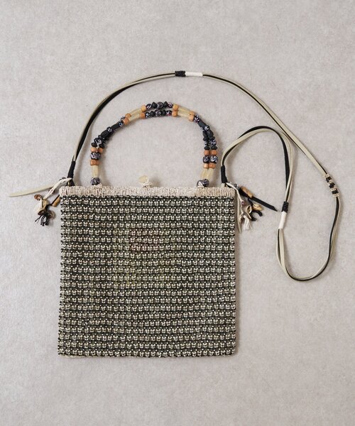 BEARDSLEY（ビアズリー）の「《IMAYIN》ビーズショルダーバッグ（ショルダーバッグ・レディース・ベージュ/ブラック・FREE）」の3枚目の写真