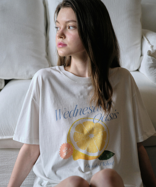WEDNESDAYOASISFORWOMEN(ウェンズデー オアシス フォー ウーマン)の「スウィートレモン ショートスリーブTシャツ_IVORY(W25-TP28)(Tシャツ/カットソー・レディース・アイボリー・FREE)」の2枚目の写真