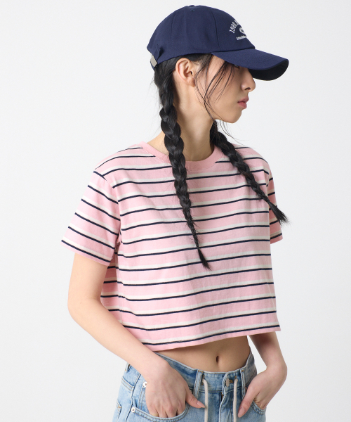 UNKNOWN PLANET（アンノウンプラネット）の「ストライプクロップTシャツピンク（Tシャツ/カットソー・レディース・その他・FREE）」の5枚目の写真