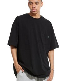 オーバーサイズ無地ポケット半袖Tシャツブラック