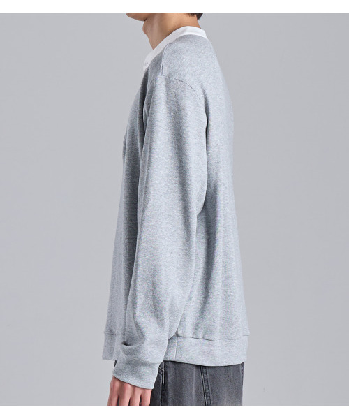 BUTTON SEOUL(ボタンソウル)の「レイヤードヘンリーネックコットンスウェット(メランジ)(スウェット・メンズ・その他・LARGE/X-LARGE/MEDIUM)」の4枚目の写真