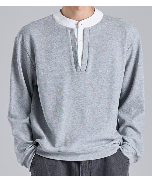 BUTTON SEOUL(ボタンソウル)の「レイヤードヘンリーネックコットンスウェット(メランジ)(スウェット・メンズ・その他・LARGE/X-LARGE/MEDIUM)」の6枚目の写真