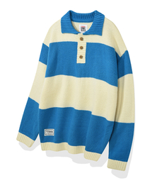 VISION STREET WEAR | VSW Washable Stripe Polo Knit Blue(ニット/セーター)