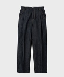 生地ワイドフィットパンツ_INDIGO