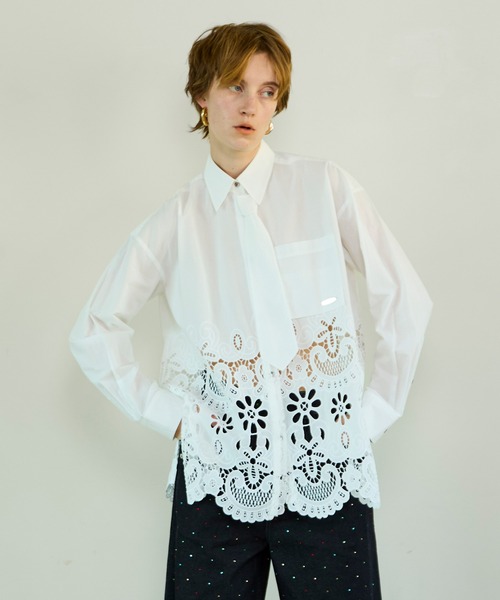 Maison Special レイヤードデザイン Tシャツ ホワイト/ブラック MAISON SPECIAL（メゾンスペシャル） tシャツ Drawing Long Sleeve T