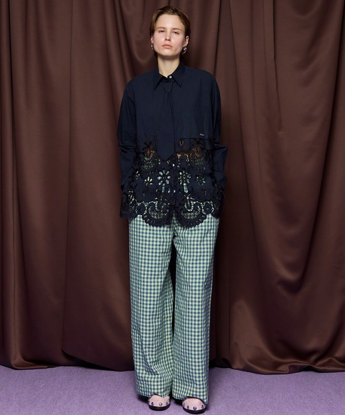 メゾンスペシャル Hem Embroidery Tie Shirt Hem Embroidery Neck Tie Shirt/ヘムエンブロイダリーネクタイシャツ