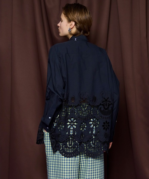 新品未使用♡MAISON SPECIAL♡エンブロイダリーネクタイシャツ Hem Embroidery Neck Tie Shirt/ヘムエンブロイダリーネクタイシャツ