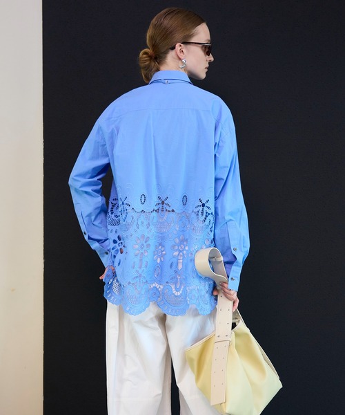 メゾンスペシャル Hem Embroidery Tie Shirt MAISON SPECIAL(メゾンスペシャル)｜Hem Embroidery Neck Tie Shirt