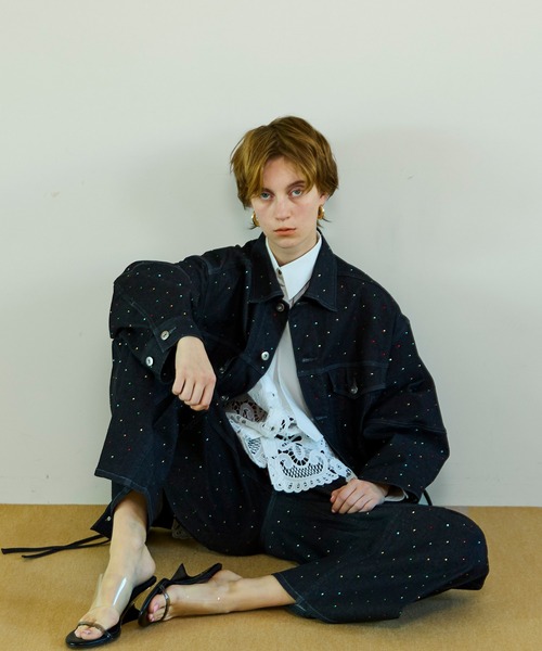 メゾンスペシャル Hem Embroidery Tie Shirt Hem Embroidery Neck Tie Shirt/ヘムエンブロイダリーネクタイシャツ