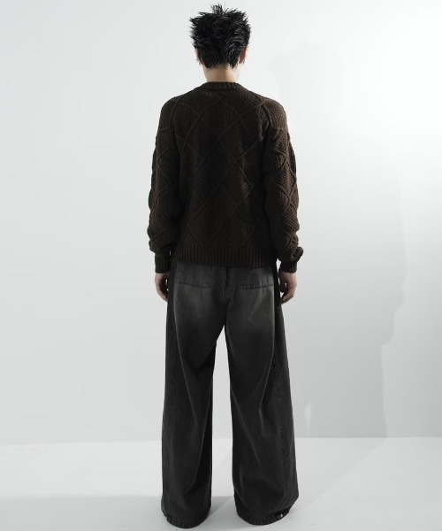 Chikashitsu +（チカシツプラス）の「【CS】cable knit zip cardigan