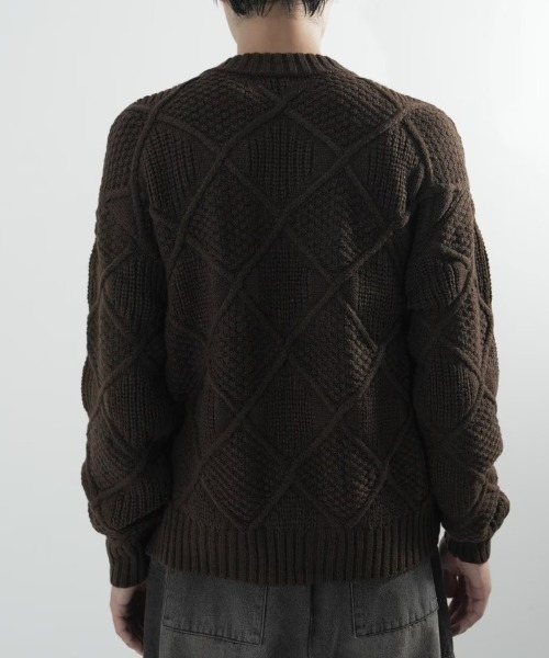 Chikashitsu +（チカシツプラス）の「【CS】cable knit zip cardigan